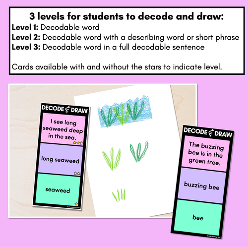 Resource preview 2 for DECODE & DRAW - LONG VOWEL E - Decodable Drawing Phonics Task Cards