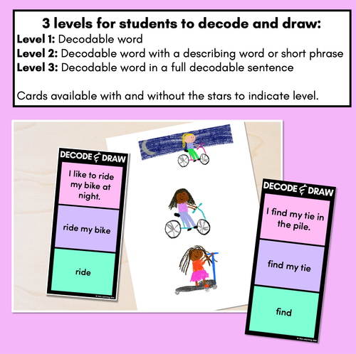 Resource preview 2 for DECODE & DRAW - LONG VOWEL I - Decodable Drawing Phonics Task Cards