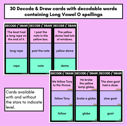 Resource preview 3 for DECODE & DRAW - LONG VOWEL O - Decodable Drawing Phonics Task Cards