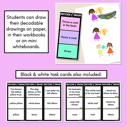 Resource preview 4 for DECODE & DRAW - LONG VOWEL O - Decodable Drawing Phonics Task Cards