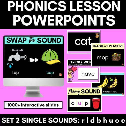 Resource preview 1 for Kindergarten Phonics PowerPoints Set 2- r l d b h u o c