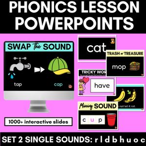 Kindergarten Phonics PowerPoints Set 2- r l d b h u o c