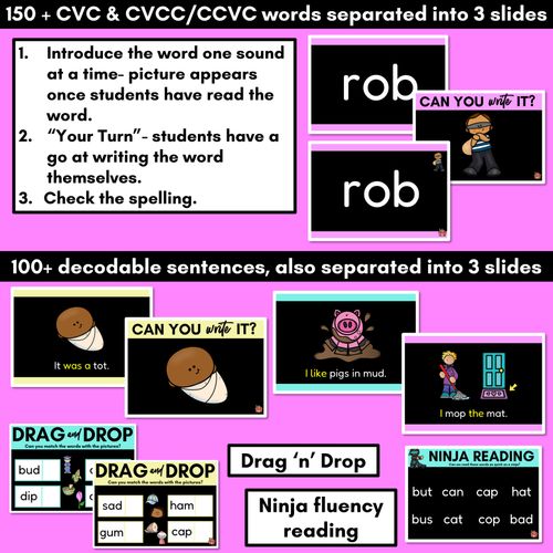 Resource preview 2 for Kindergarten Phonics PowerPoints Set 2- r l d b h u o c