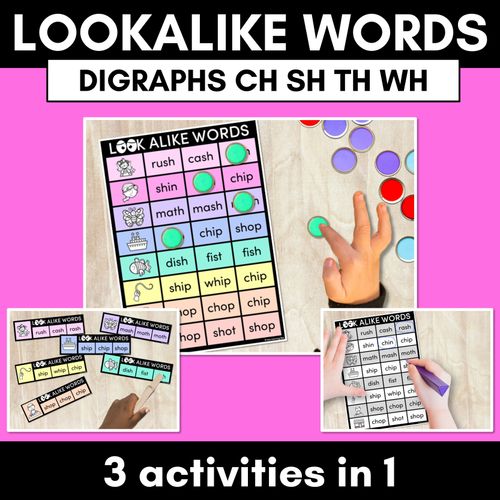 Resource preview 3 for Lookalike Consonant Digraph Words Bundle