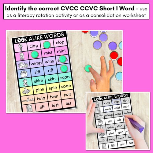 Resource preview 2 for LOOKALIKE WORDS with CVCC CCVC Short I Words - Task Cards & Printables