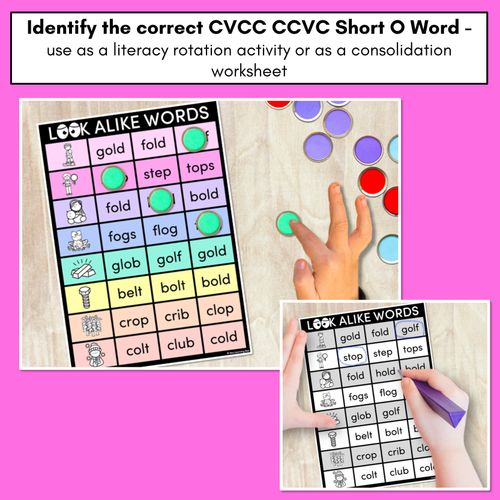 Resource preview 2 for LOOKALIKE WORDS with CVCC CCVC Short O Words - Task Cards & Printables