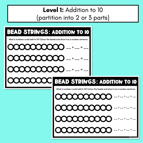 Resource preview 2 for Bead Addition Worksheets - Partitioning Numbers to 10 or 20