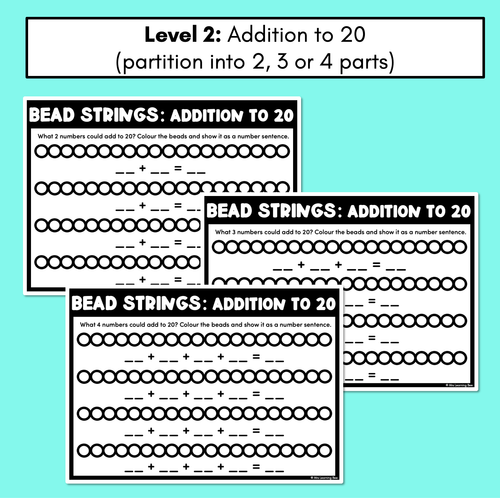 Resource preview 3 for Bead Addition Worksheets - Partitioning Numbers to 10 or 20