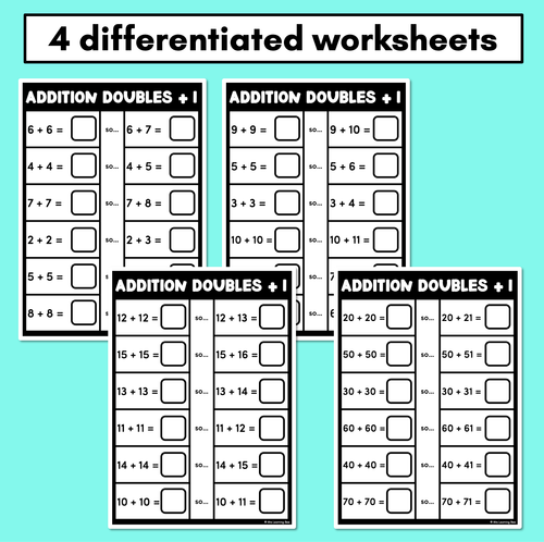 Resource preview 2 for Doubles + 1 Addition Worksheets - 4 Levels