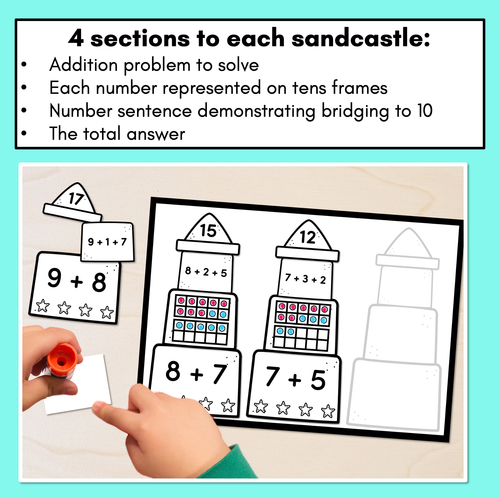 Resource preview 2 for Bridging to 10 Addition Worksheets - Build A Sandcastle