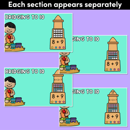 Resource preview 3 for Bridging to 10 Addition Sandcastles Digital Slides