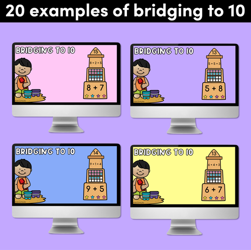 Resource preview 2 for Bridging to 10 Addition Sandcastles Digital Slides