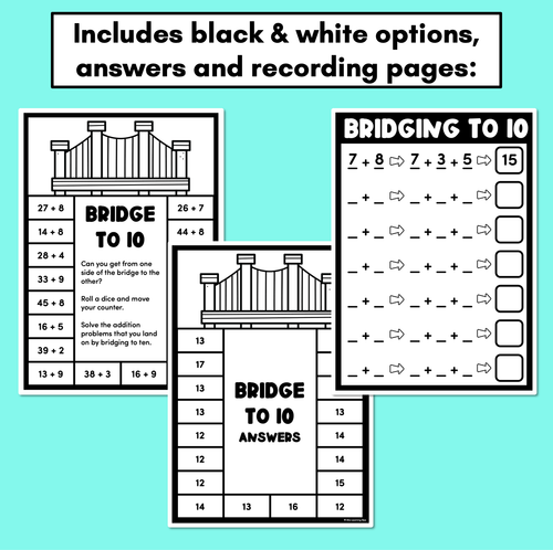 Resource preview 3 for Bridging to 10 Addition Board Game