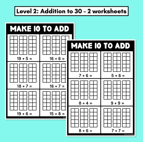 Resource preview 3 for Make 10 to Add - Ten Frames Addition Worksheets