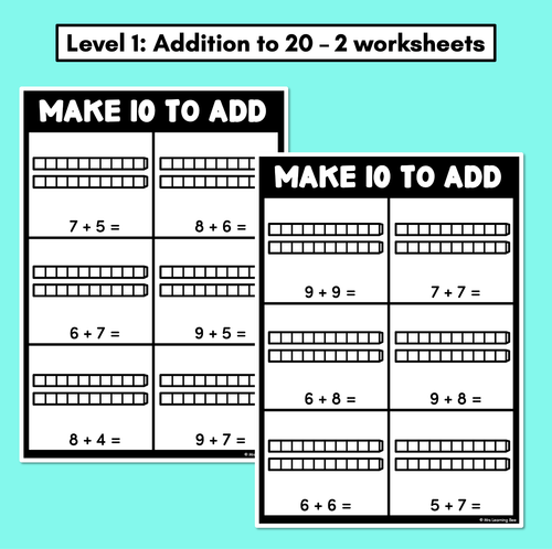 Resource preview 2 for Make 10 to Add - Base 10 Addition Worksheets