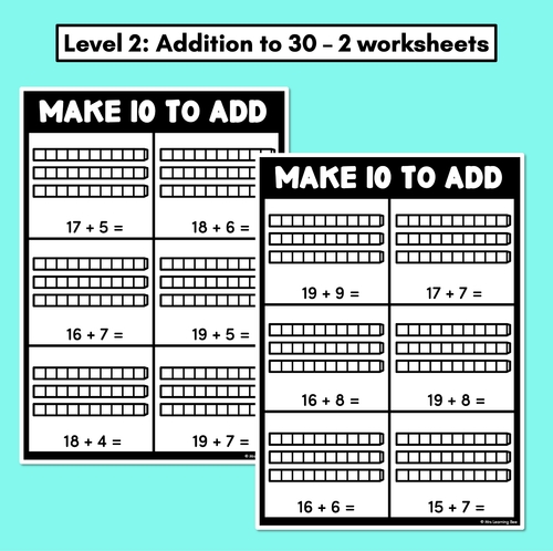 Resource preview 3 for Make 10 to Add - Base 10 Addition Worksheets