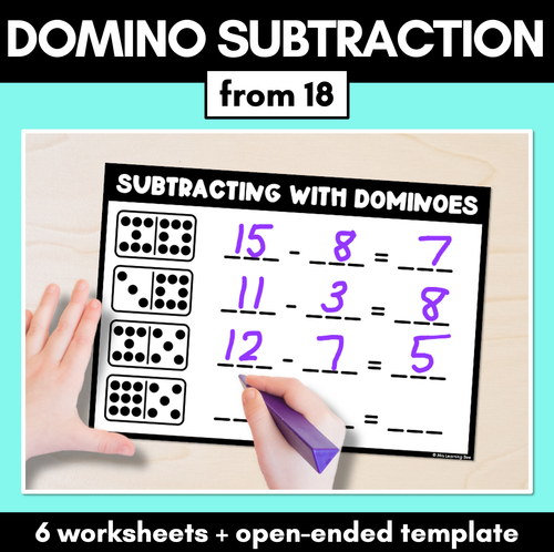 Resource preview 1 for Domino Subtraction Worksheets - Subtraction from 18 & Open-Ended Template