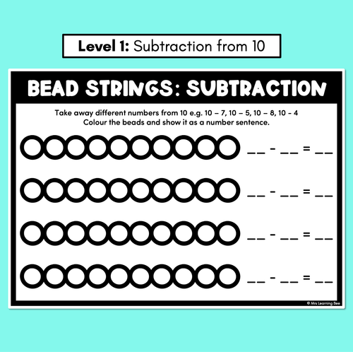 Resource preview 2 for Bead Subtraction Worksheets - Subtraction from 10 or 20