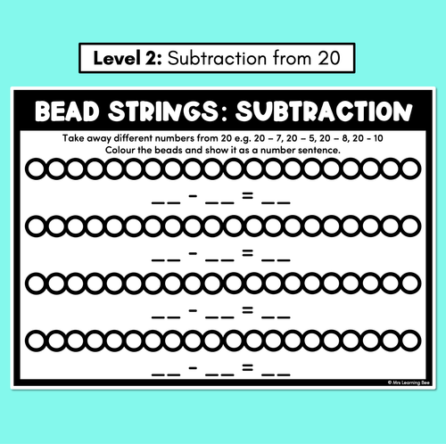 Resource preview 3 for Bead Subtraction Worksheets - Subtraction from 10 or 20