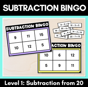 Subtraction Bingo Level 1 - Subtraction from 10 or 20