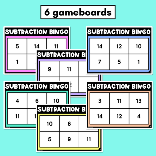 Resource preview 2 for Subtraction Bingo Level 1 - Subtraction from 10 or 20