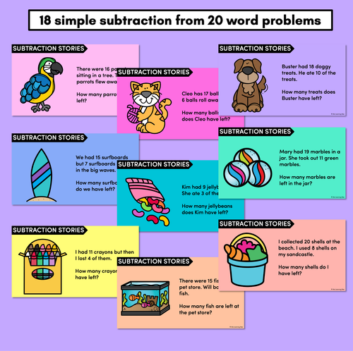 Resource preview 2 for Subtraction Story Slides - Subtraction from 20