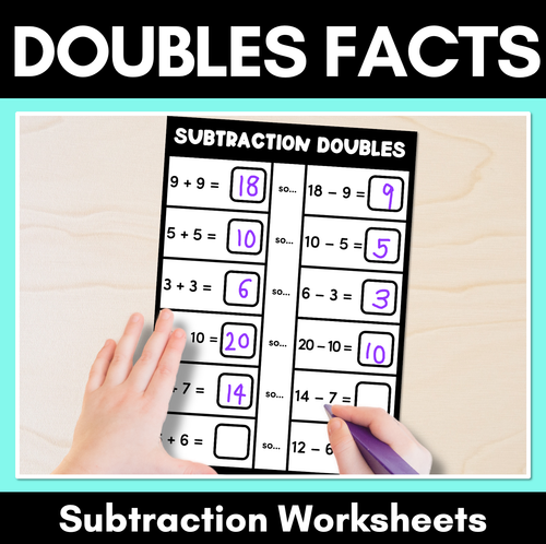 Resource preview 1 for Doubles Fact Subtraction Worksheets