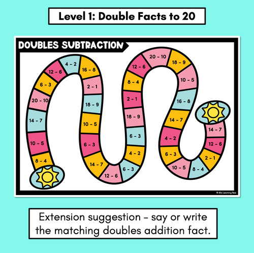 Resource preview 2 for Doubles Fact Subtraction Board Games