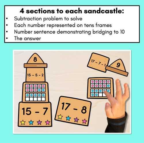 Resource preview 3 for Bridging to 10 Subtraction Sandcastle Task Cards