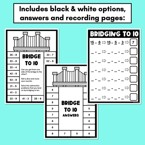 Resource preview 3 for Bridging to 10 Subtraction Board Game