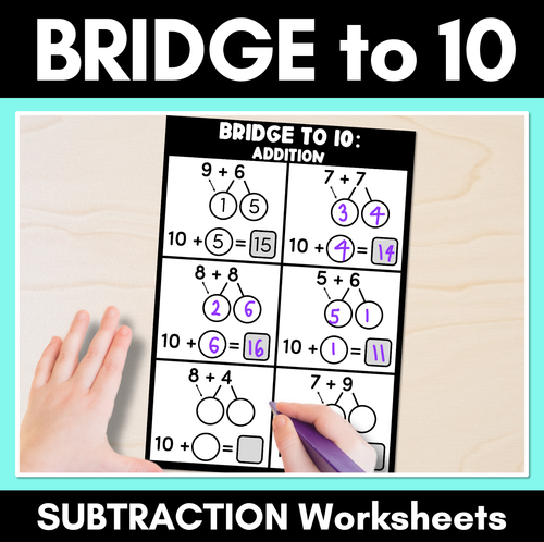 Resource preview 1 for Bridging to 10 Subtraction Worksheets