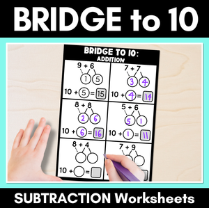 Bridging to 10 Subtraction Worksheets