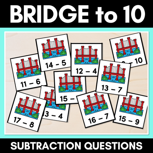 Resource preview 1 for Bridging to 10 Subtraction Question Task Cards