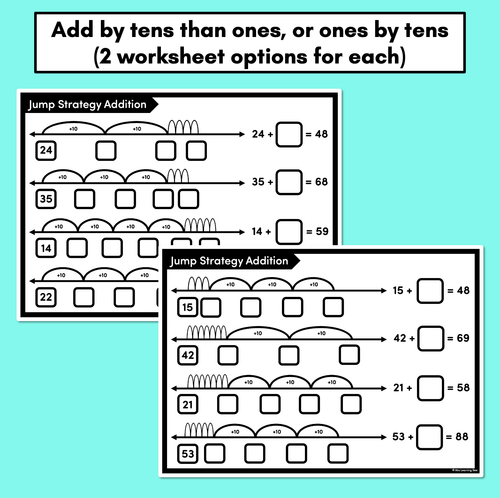 Resource preview 2 for Jump Strategy Addition Worksheets