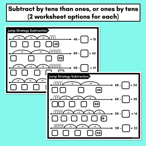 Resource preview 2 for Jump Strategy Subtraction Worksheets