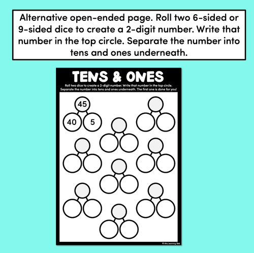 Resource preview 3 for Tens & Ones Worksheets - Partitioning 2-Digit Numbers