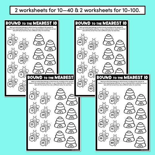 Resource preview 3 for Rounding to 10 Bee Hive Worksheets