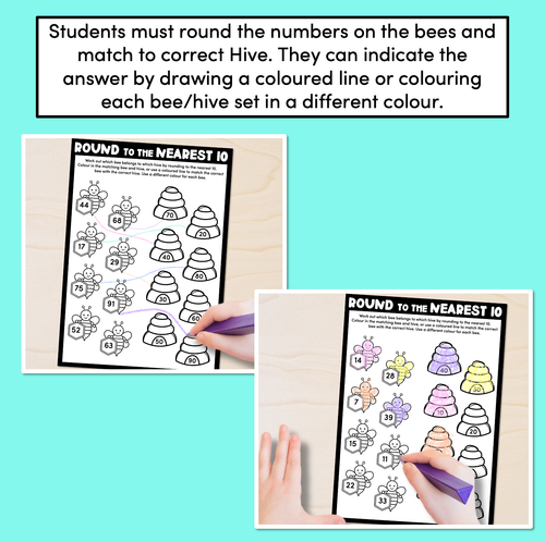 Resource preview 2 for Rounding to 10 Bee Hive Worksheets