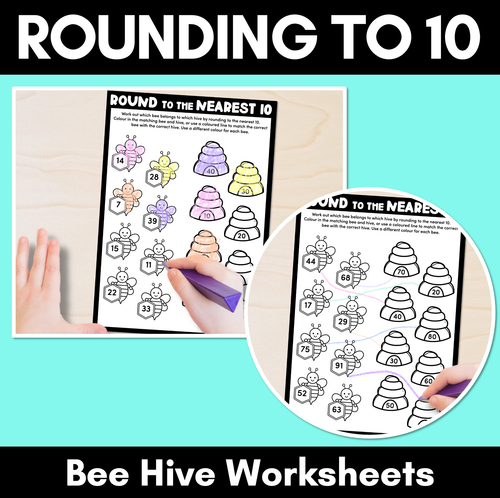 Resource preview 1 for Rounding to 10 Bee Hive Worksheets