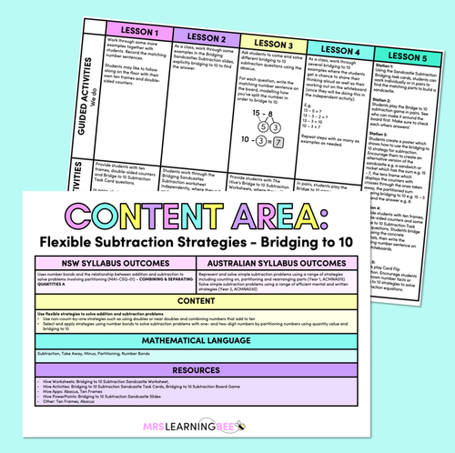 Resource preview 1 for Flexible Subtraction Strategies - Bridging to 10 - Grade 1 & 2 Program