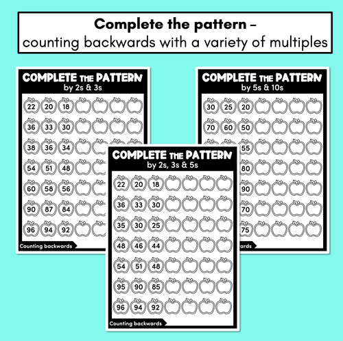 Resource preview 3 for Counting Backwards - Skip Counting Number Patterns with multiples of 2, 3, 5 & 10