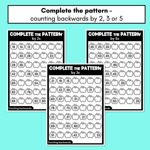 Resource preview 2 for Counting Backwards - Skip Counting Number Patterns with multiples of 2, 3, 5 & 10