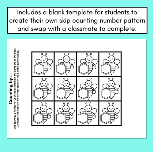 Resource preview 3 for Bumble Jumble Cut & Paste Worksheets - Skip Counting by 2 or 3