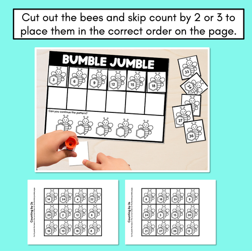 Resource preview 2 for Bumble Jumble Cut & Paste Worksheets - Skip Counting by 2 or 3