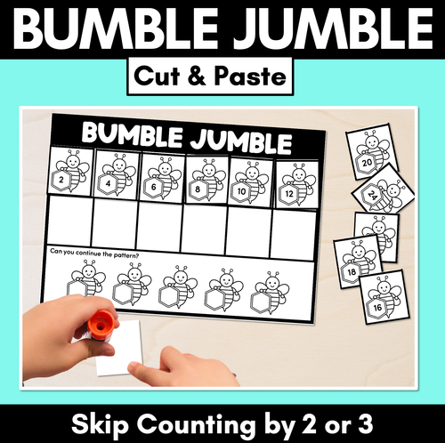 Resource preview 1 for Bumble Jumble Cut & Paste Worksheets - Skip Counting by 2 or 3