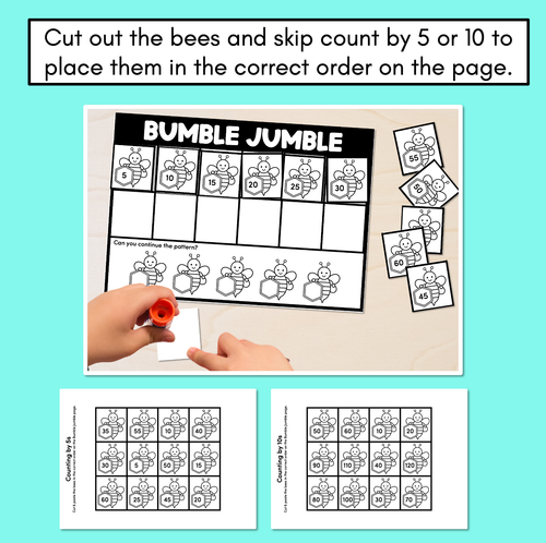 Resource preview 2 for Bumble Jumble Cut & Paste Worksheets - Skip Counting by 5 or 10