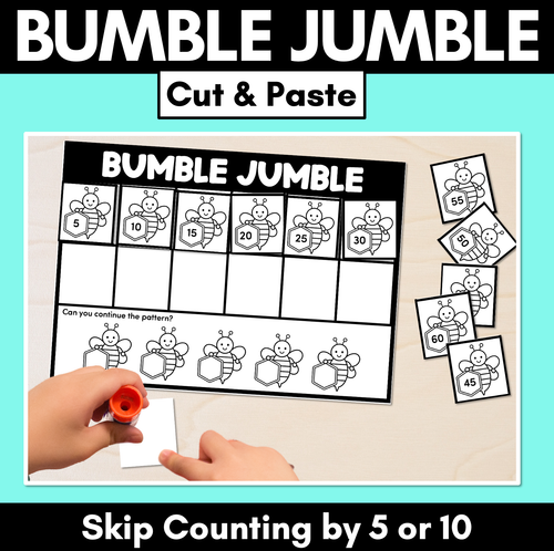 Resource preview 1 for Bumble Jumble Cut & Paste Worksheets - Skip Counting by 5 or 10