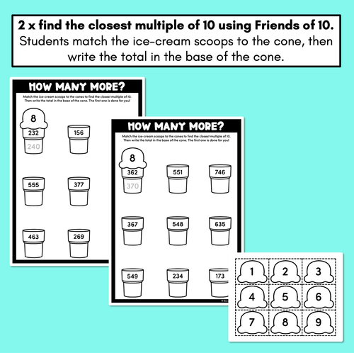 Resource preview 2 for How Many More Worksheets - Using number bonds to find multiples of 10