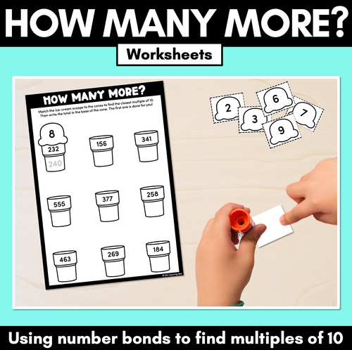 Resource preview 1 for How Many More Worksheets - Using number bonds to find multiples of 10