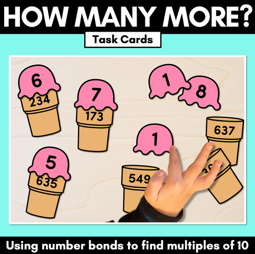 Resource preview 1 for How Many More Task Cards - Using number bonds to find multiples of 10